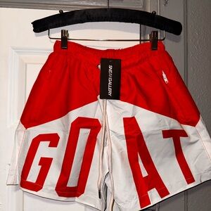 Red and White swim Shorts XS